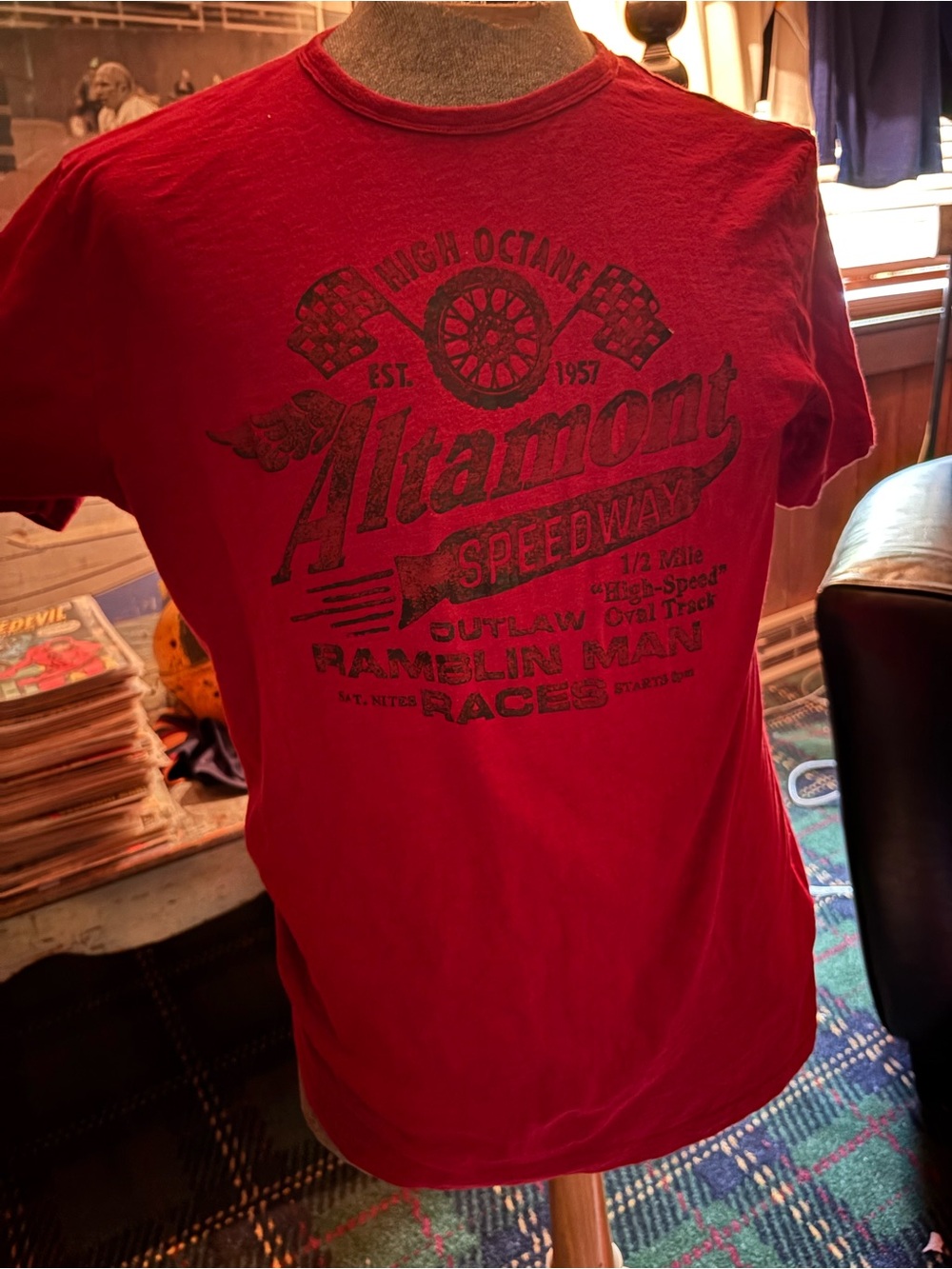 Altamont Red Speedway Graphic Short Sleeve Tee size Large
